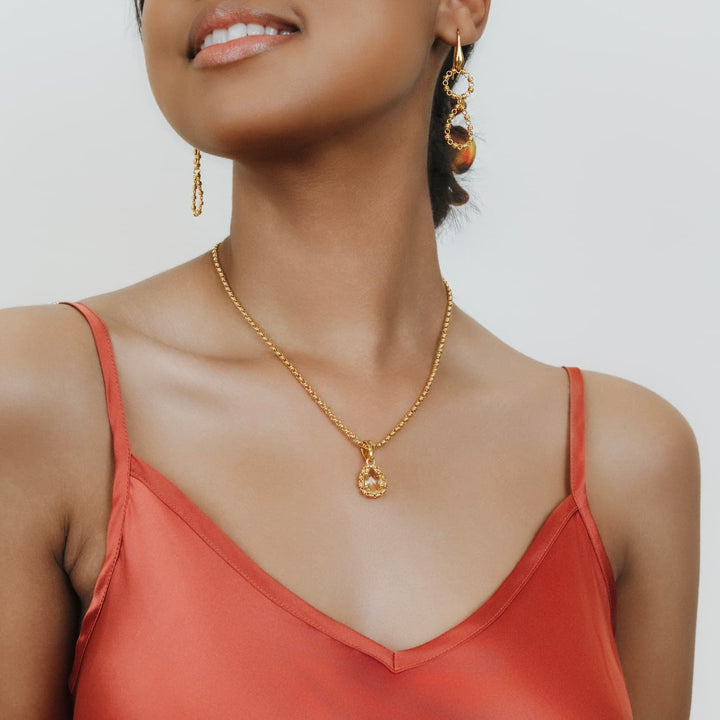 Drop Pendant in Gold with Citrine, Small