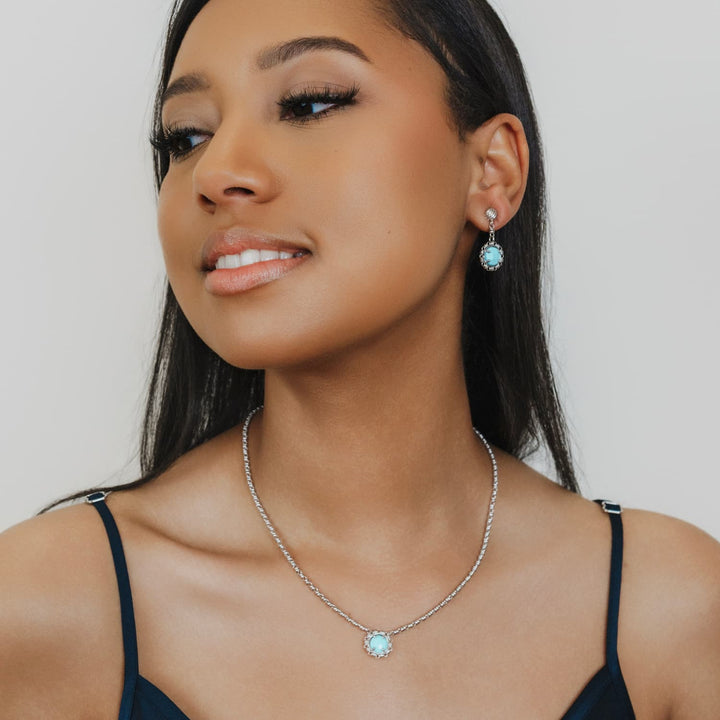 Gemma Earrings in Silver with Turquoise