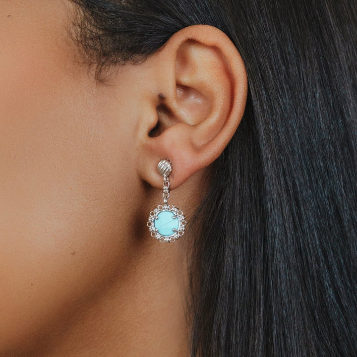 Gemma Earrings in Silver with Turquoise