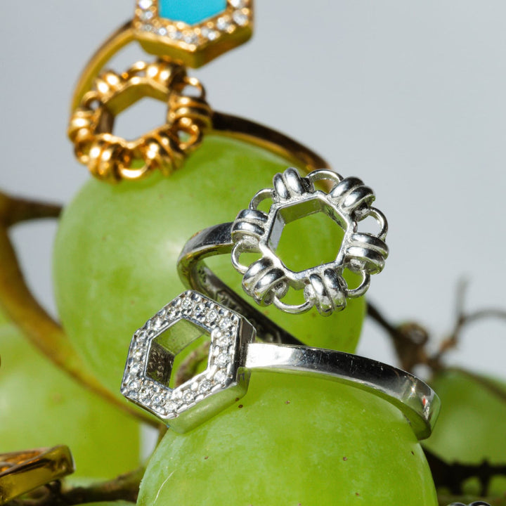 Deco Statement Ring in Silver With Pavé