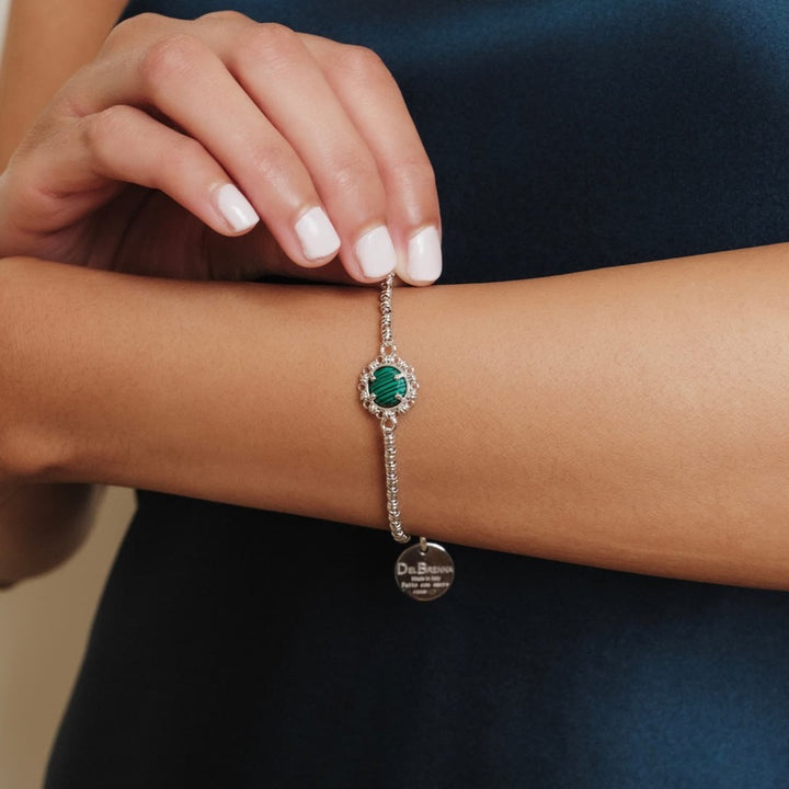 Gemma Bracelet in Silver with Malachite