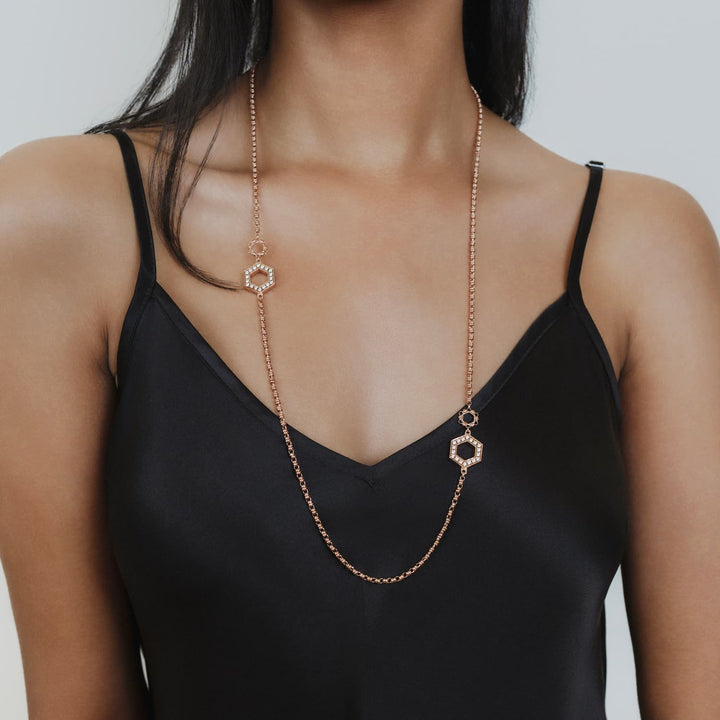 Super Deco Necklace Rose Gold With Pavé