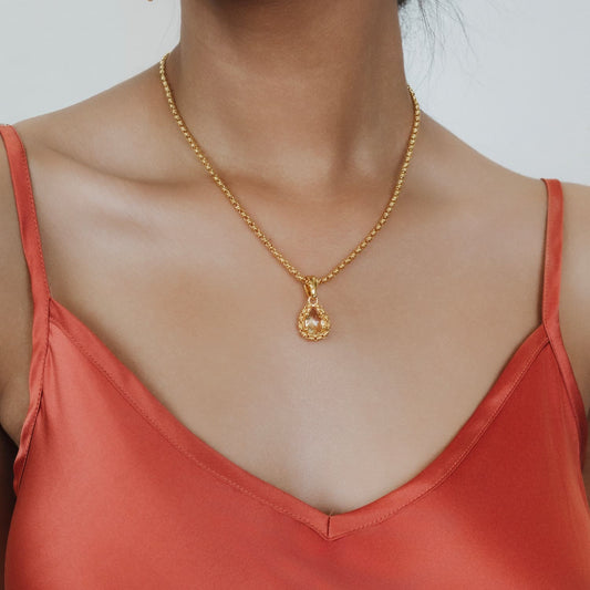 Drop Pendant in Gold with Citrine, Small