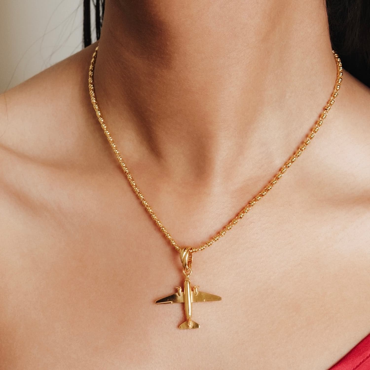 Airplane Pendant in Gold