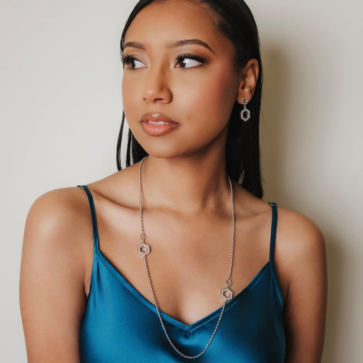 Super Deco Necklace in Silver With Pavé