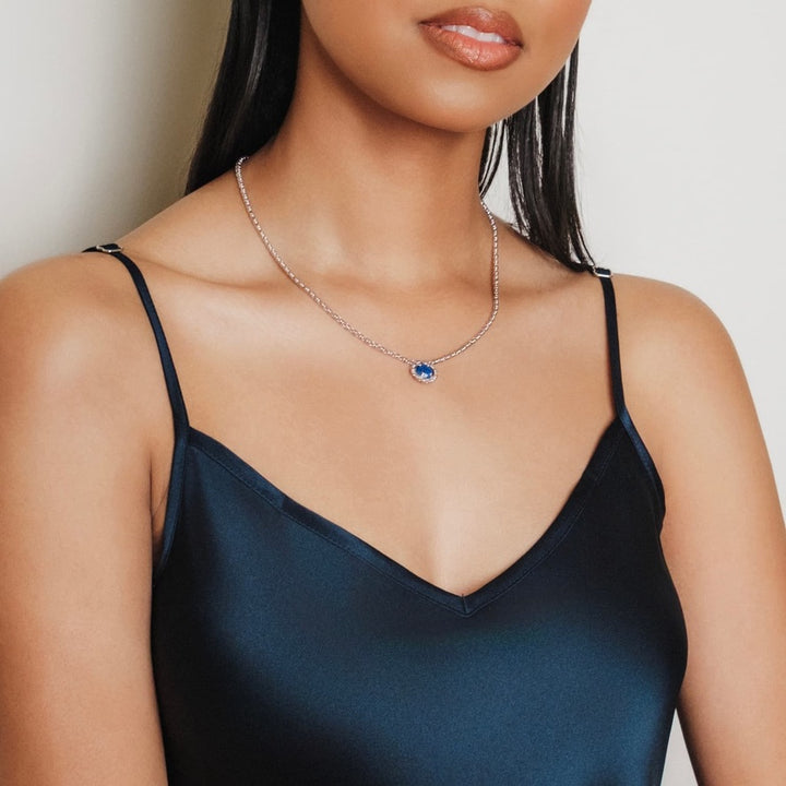 Gemma Necklace in Silver with Lapis