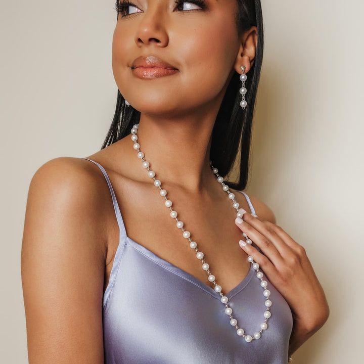 Bella Earrings with Pearls in Silver