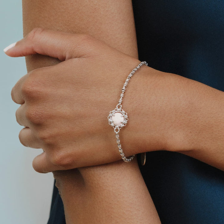 Gemma Bracelet in Silver with Pink Coral