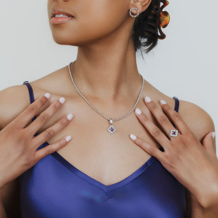 Quadra Ring in Silver with Amethyst, Small