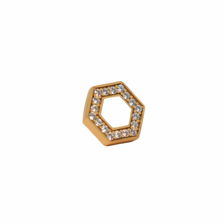 Deco Stud Earrings in Gold With White & Pavé