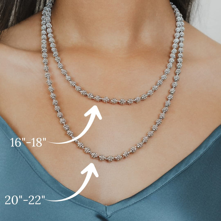 Links Caviar Necklace in Silver