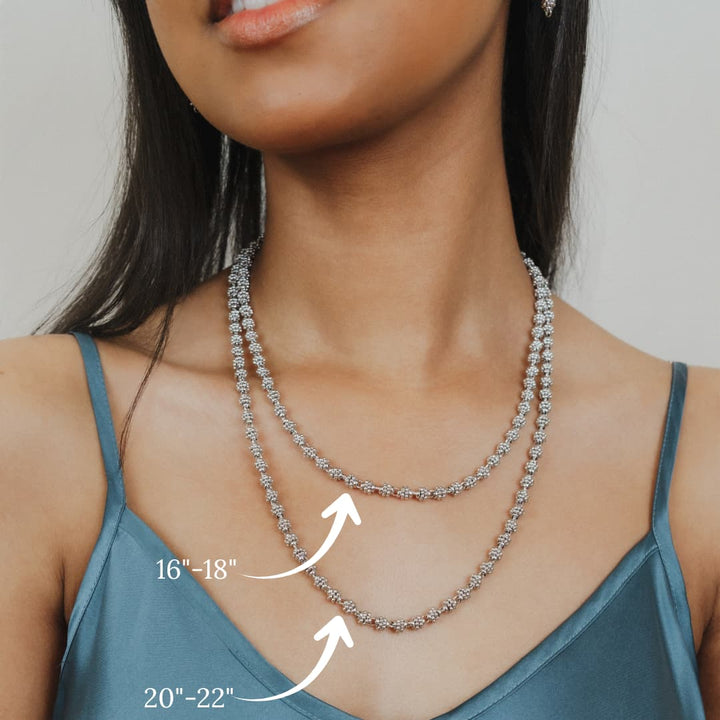 Links Caviar Necklace in Silver