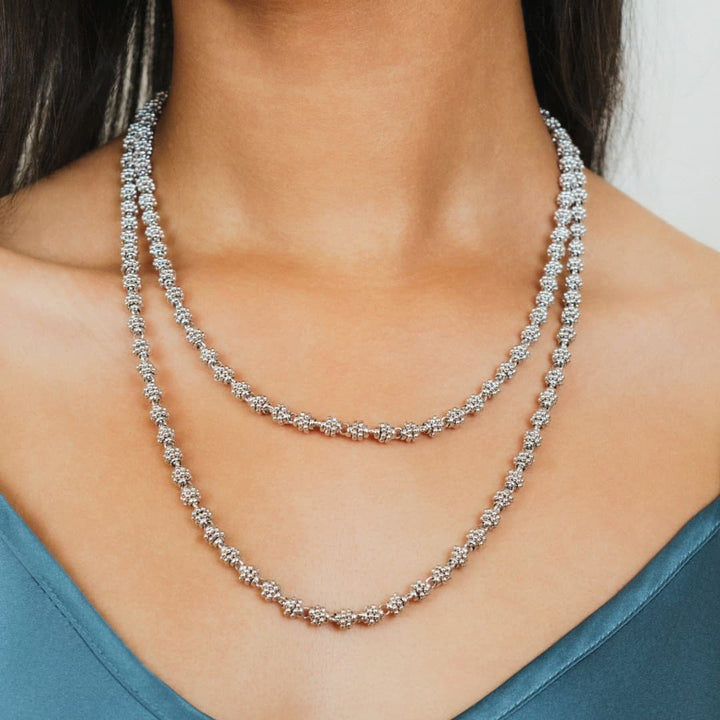 Links Caviar Necklace in Silver