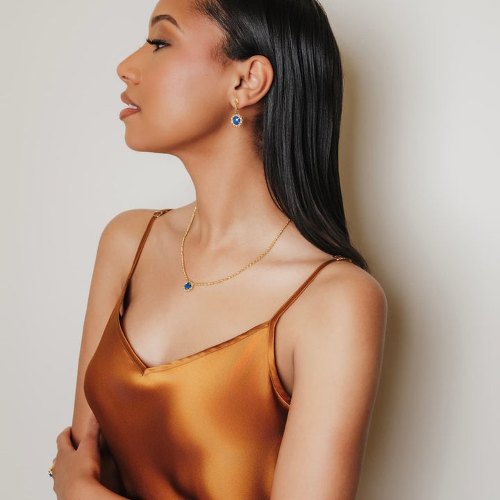 Gemma Earrings in Gold with Lapis