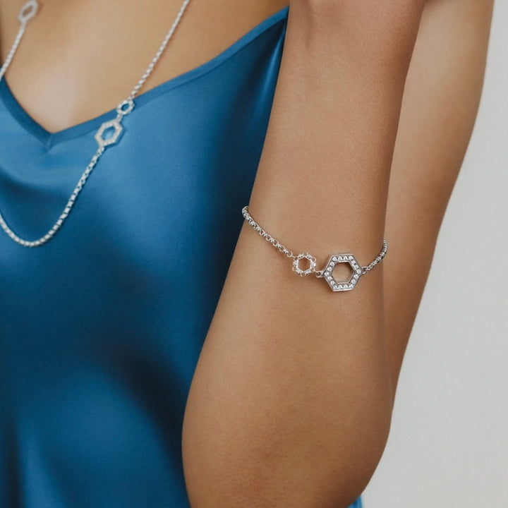 Super Deco Bracelet in Silver With Pavé