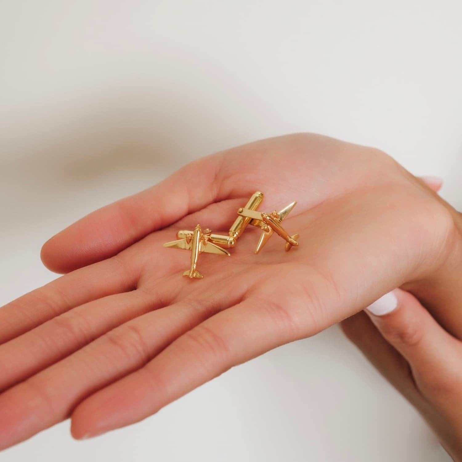 Airplane Cufflinks in Gold
