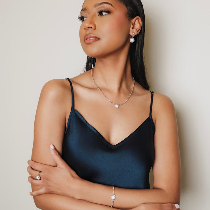 Gemma Bracelet in Silver with White Agate