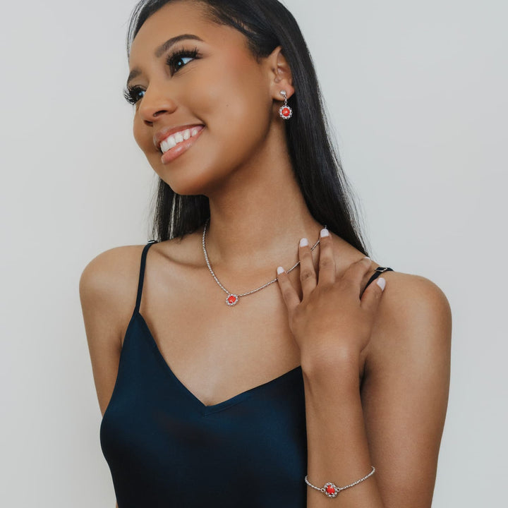 Gemma Bracelet in Silver with Coral