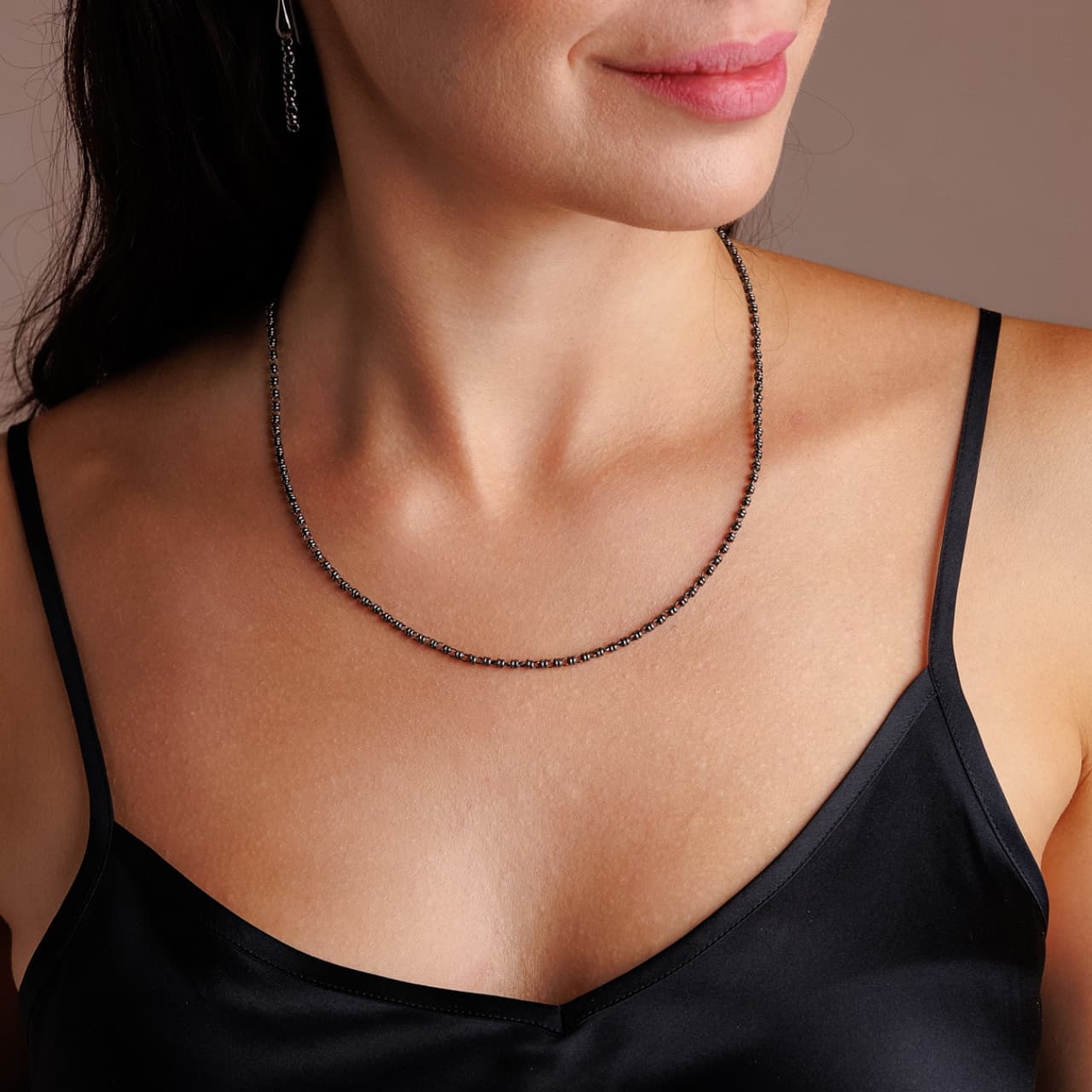 Links 2mm Necklace in Black