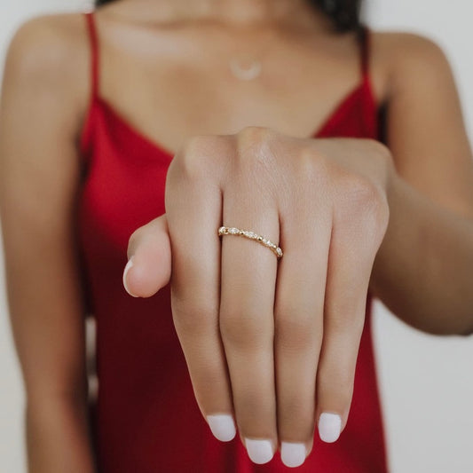 Whisper Ring in 14k Yellow Gold with Diamond Clusters