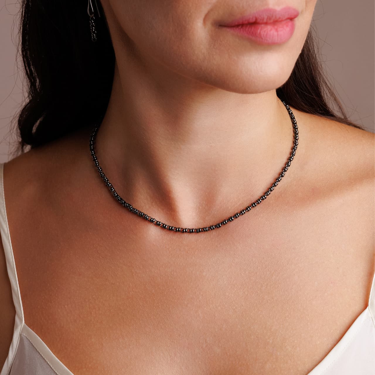 Links 3mm Necklace in Black