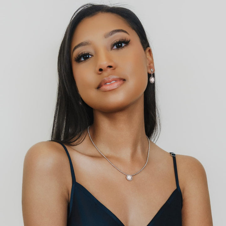 Gemma Necklace in Silver with Pink Coral