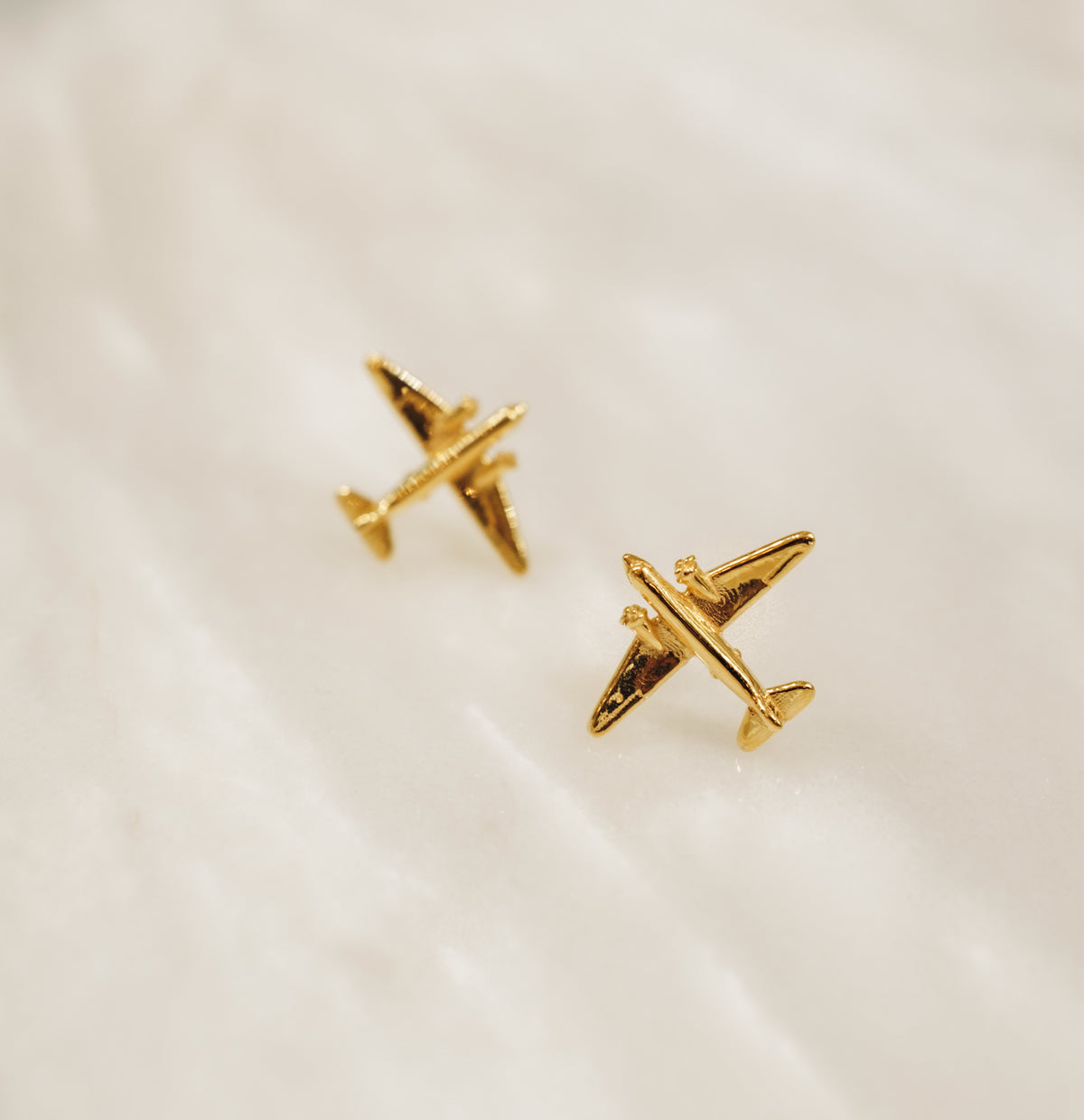 Airplane Stud Earrings in Gold