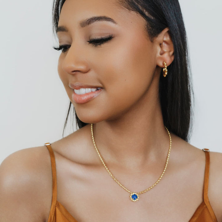 Gemma Necklace in Gold with Lapis
