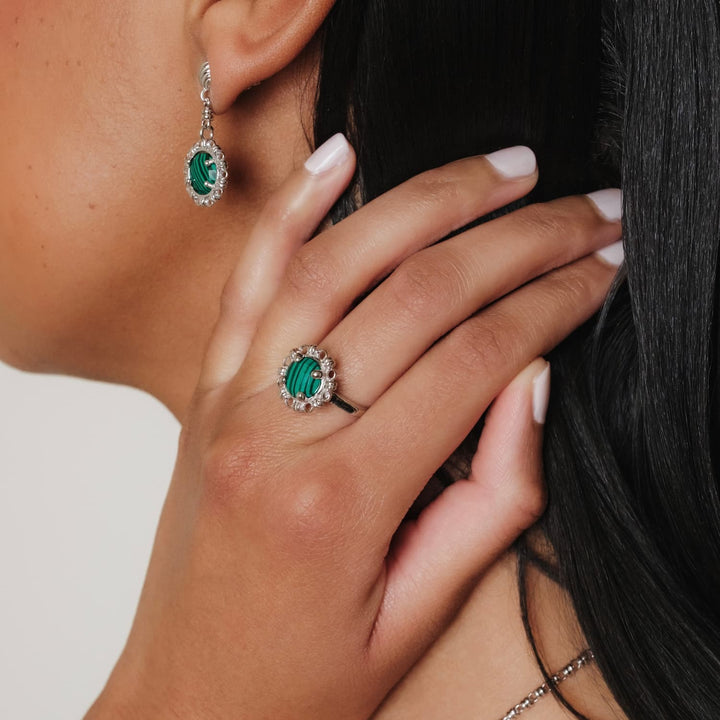 Gemma Ring in Silver with Malachite