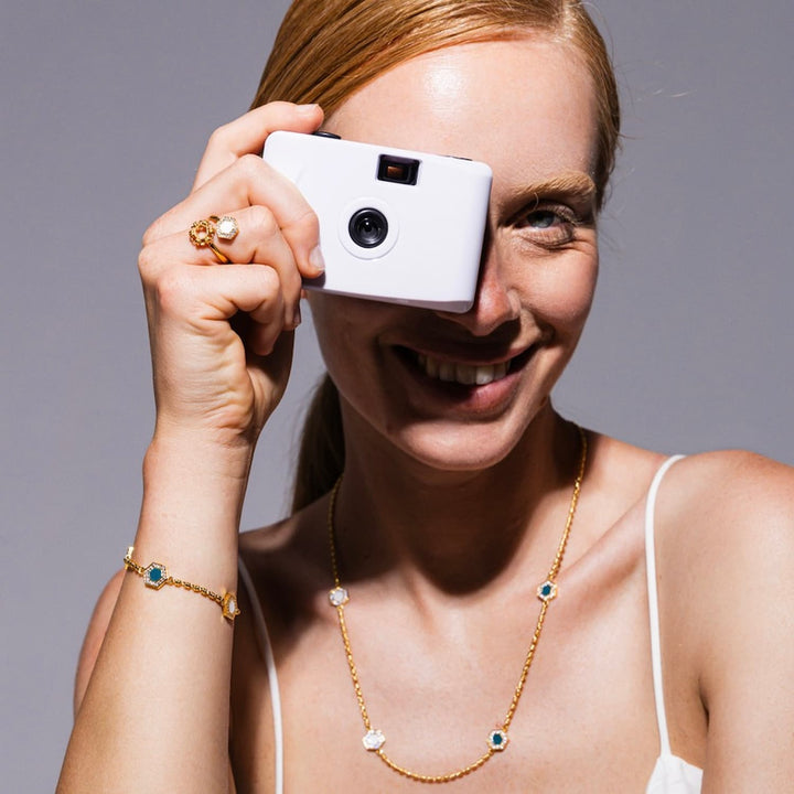 Deco Statement Ring in Gold With White & Pavé