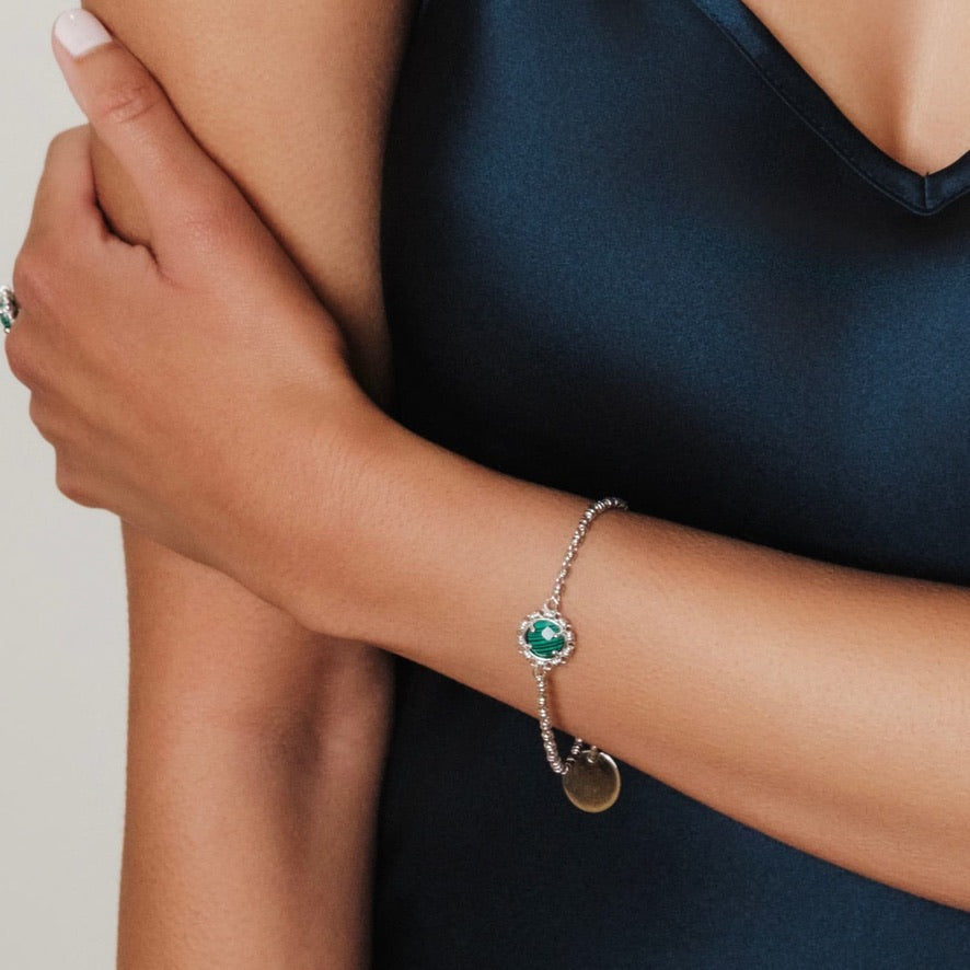 Gemma Bracelet in Silver with Malachite