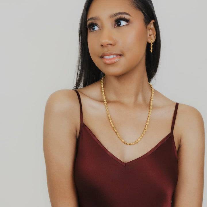 Links Caviar Necklace in Gold