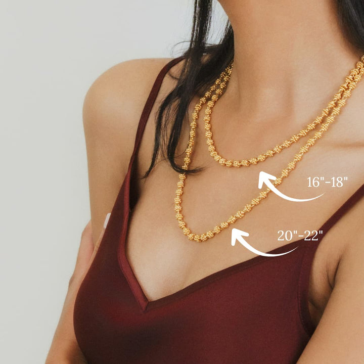 Links Caviar Necklace in Gold