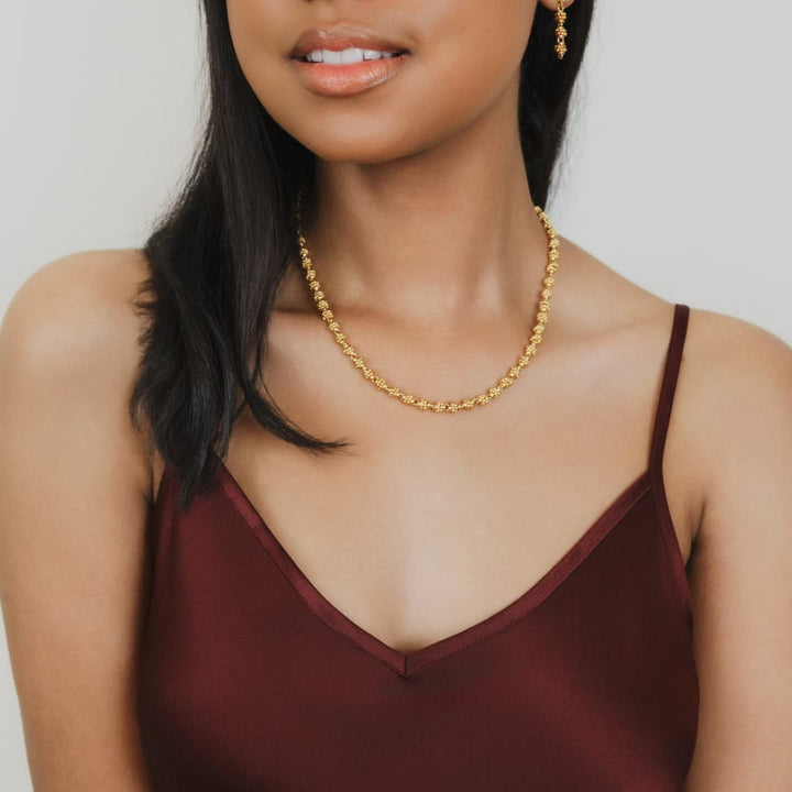 Links Caviar Necklace in Gold