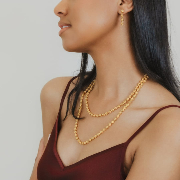Links Caviar Necklace in Gold