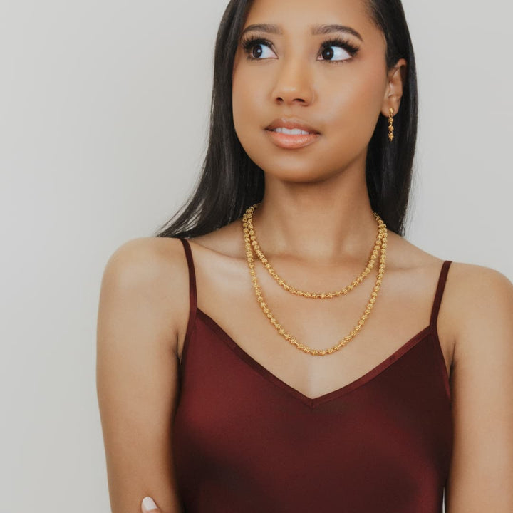 Links Caviar Necklace in Gold