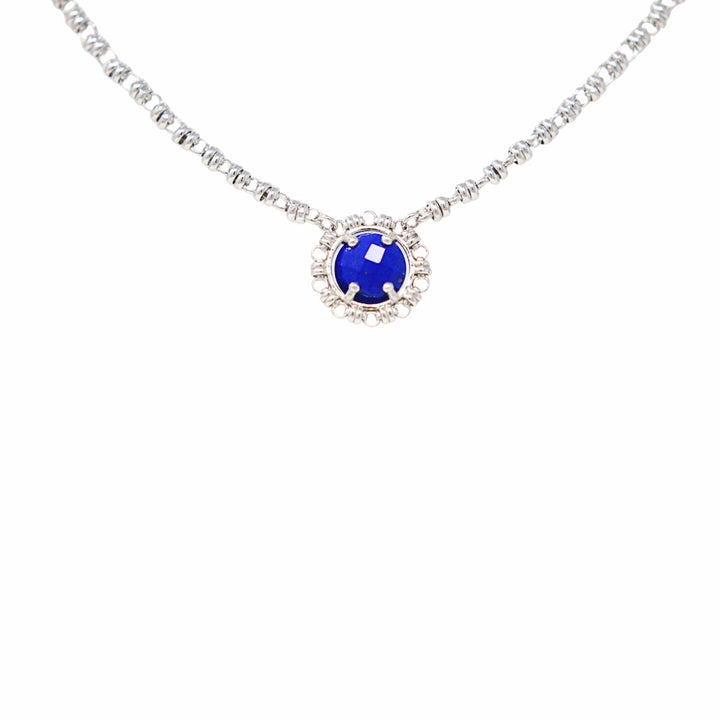 Gemma Necklace in Silver with Lapis