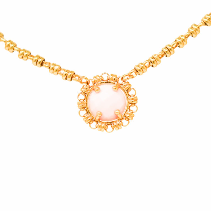 Gemma Necklace in Gold with Pink Coral