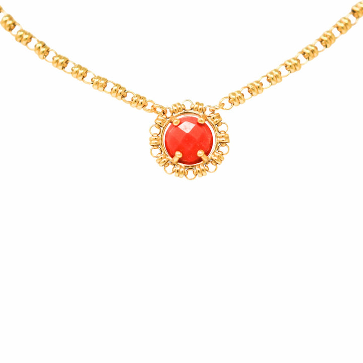 Gemma Necklace in Gold with Coral