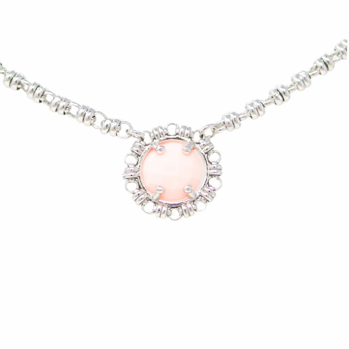 Gemma Necklace in Silver with Pink Coral