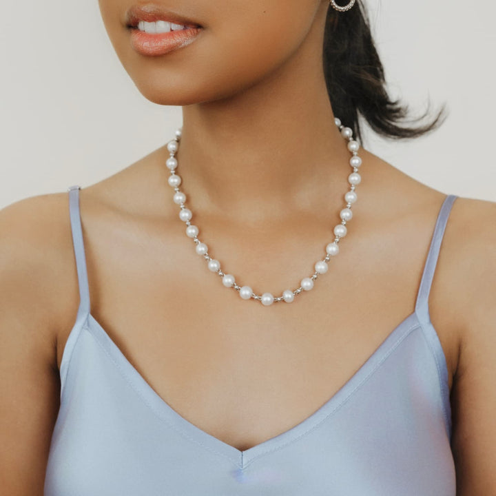 Bella Necklace with Pearls in Silver