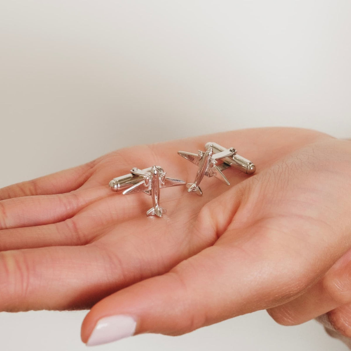 Airplane Cufflinks in Silver