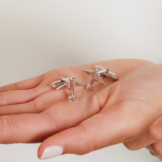 Airplane Cufflinks in Silver