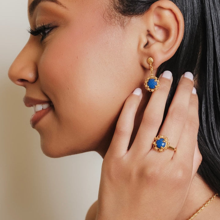 Gemma Earrings in Gold with Lapis