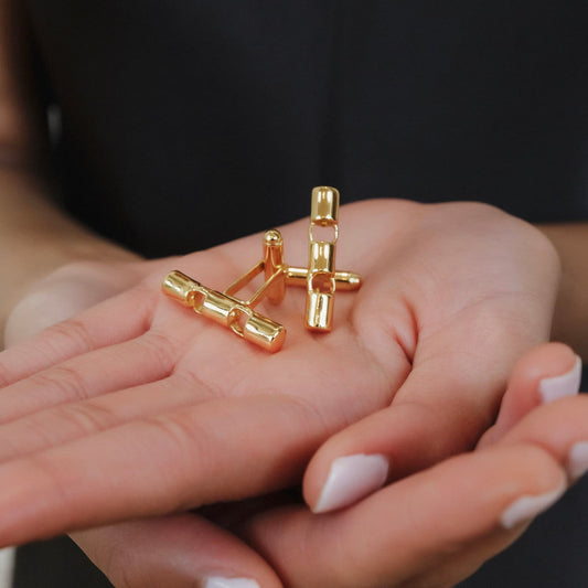"Raise the Bar" Cylinders Cufflinks in Gold