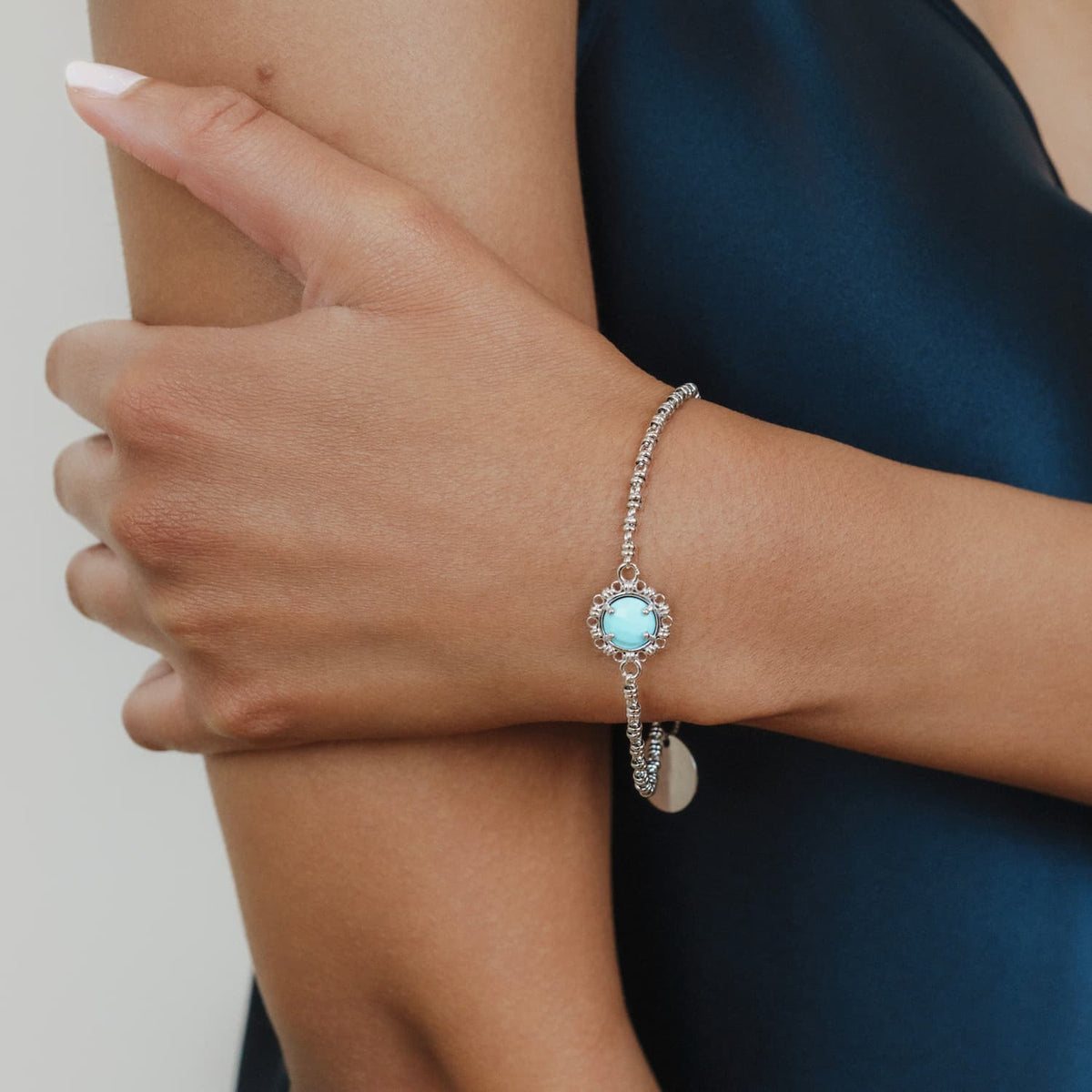 Gemma Bracelet in Silver with Turquoise