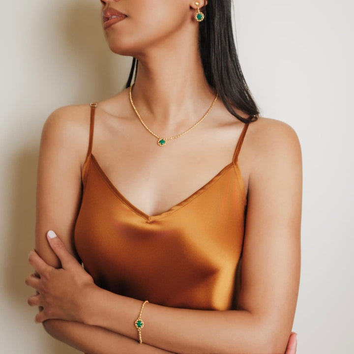 Gemma Bracelet in Gold with Malachite