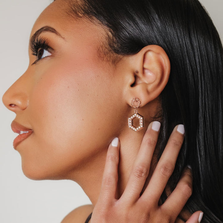 Super Deco Earrings in Rose Gold With Pavé