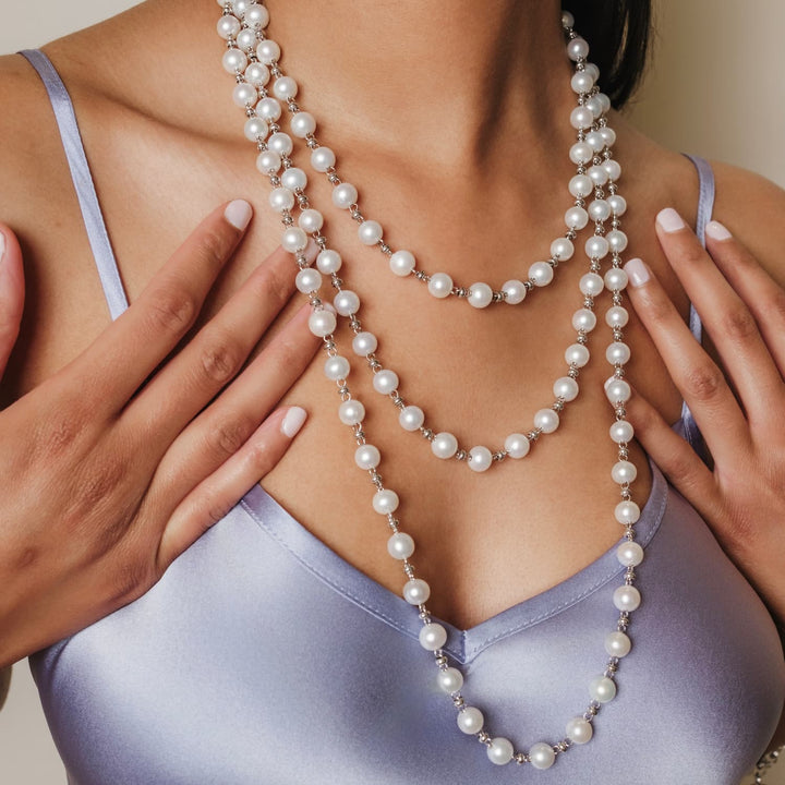 Bella Necklace with Pearls in Silver