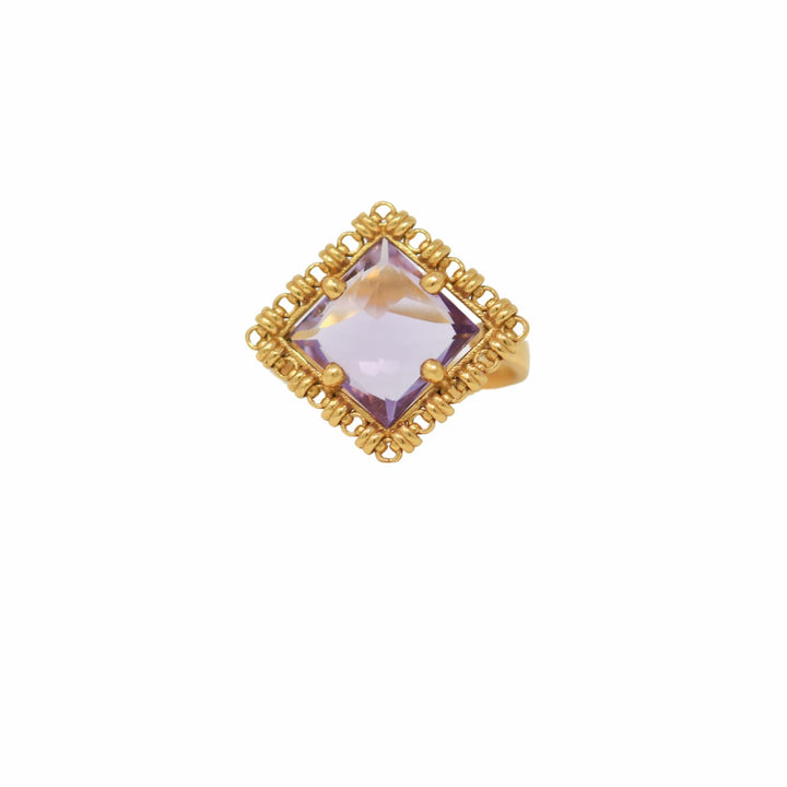 Quadra Ring in Gold with Amethyst, Large